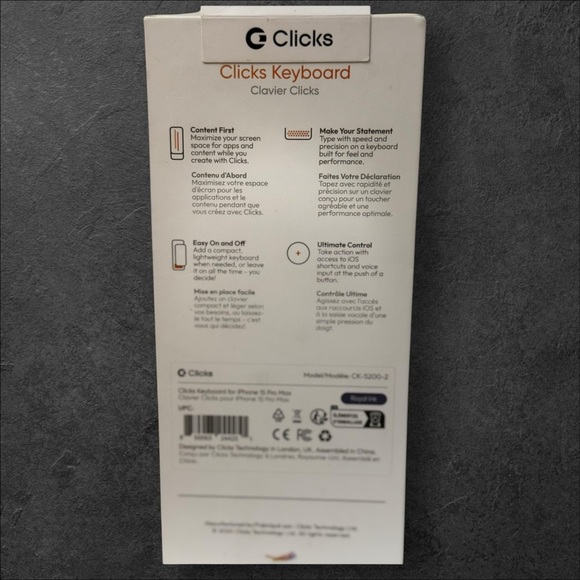 Clicks Keyboard Case -- IPhone 15 Pro Max Navy Blue - Picture 3 of 4